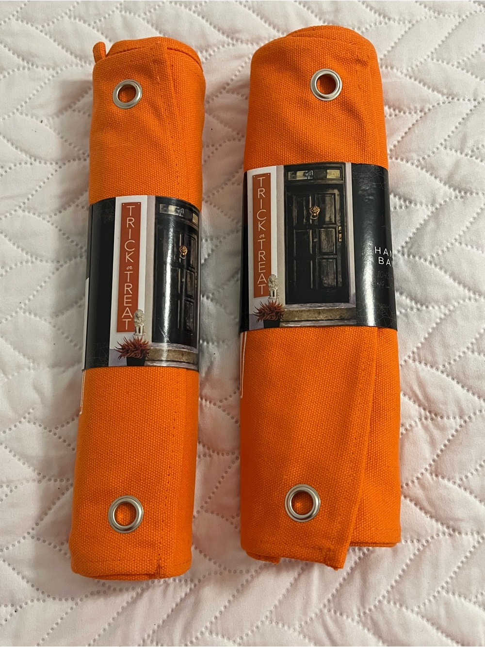 Trick or Treat Halloween Orange Hanging Porch Banners Set of 2 Grommet Decor - Picture 3 of 3